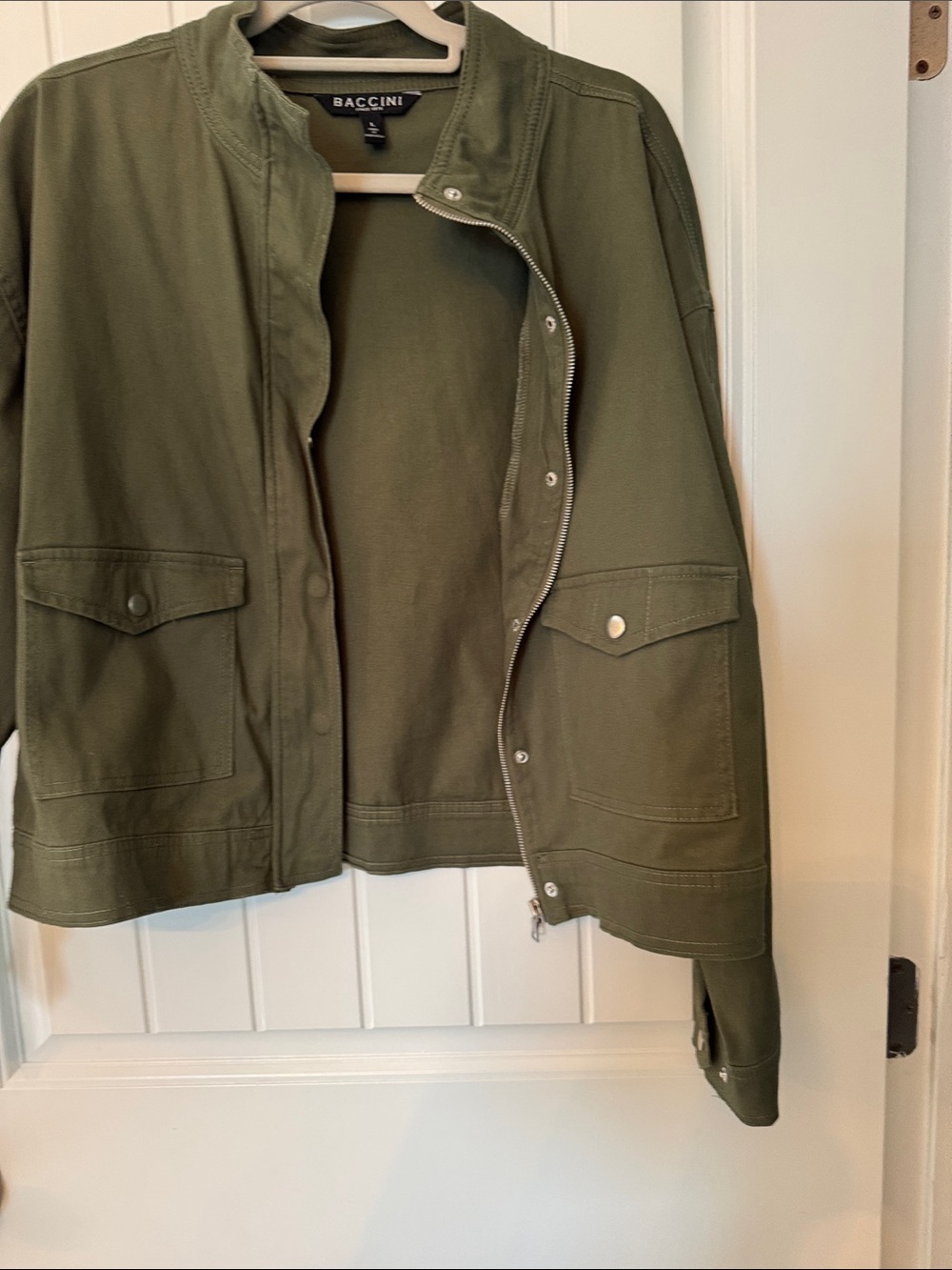 Baccini Olive Green Military-Style Jacket